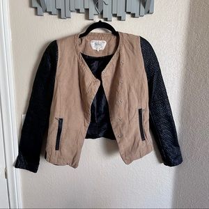 Zara Trafaluc tan & faux leather Moto jacket, small